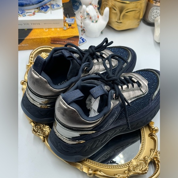 🆕 KURT GEIGER LONDON 🧿 NWOB Kensington Sneaker, Dark Blue Strass, Sz 37 - Picture 16 of 16